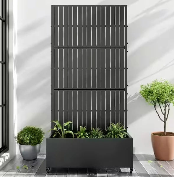 72 in. H x 47 in. W Metal Pots and Planter Raised Box With Trellis