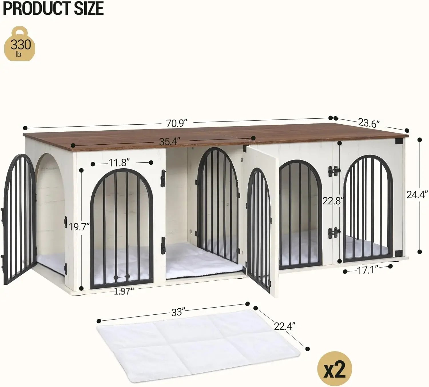 Dog Crate 71" Divider, Pads, Side Table, TV Cabinet