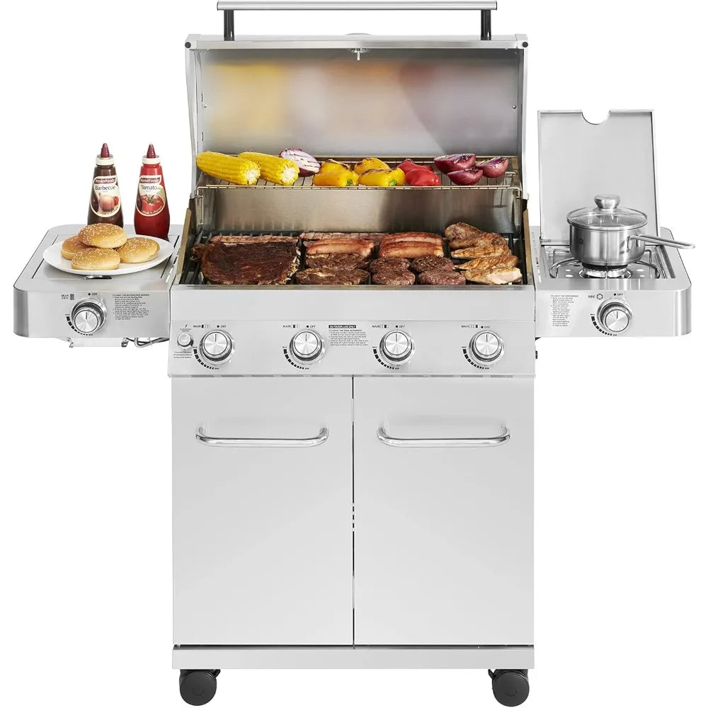 4-Burner Propane Gas Grills With Side Sear Burners