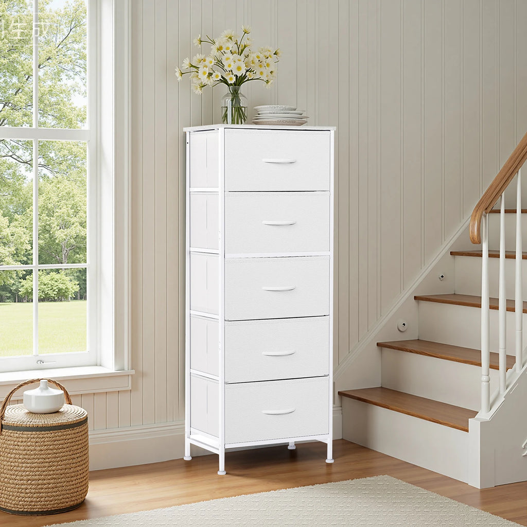 Dresser With 5 Fabric Drawers Nightstand