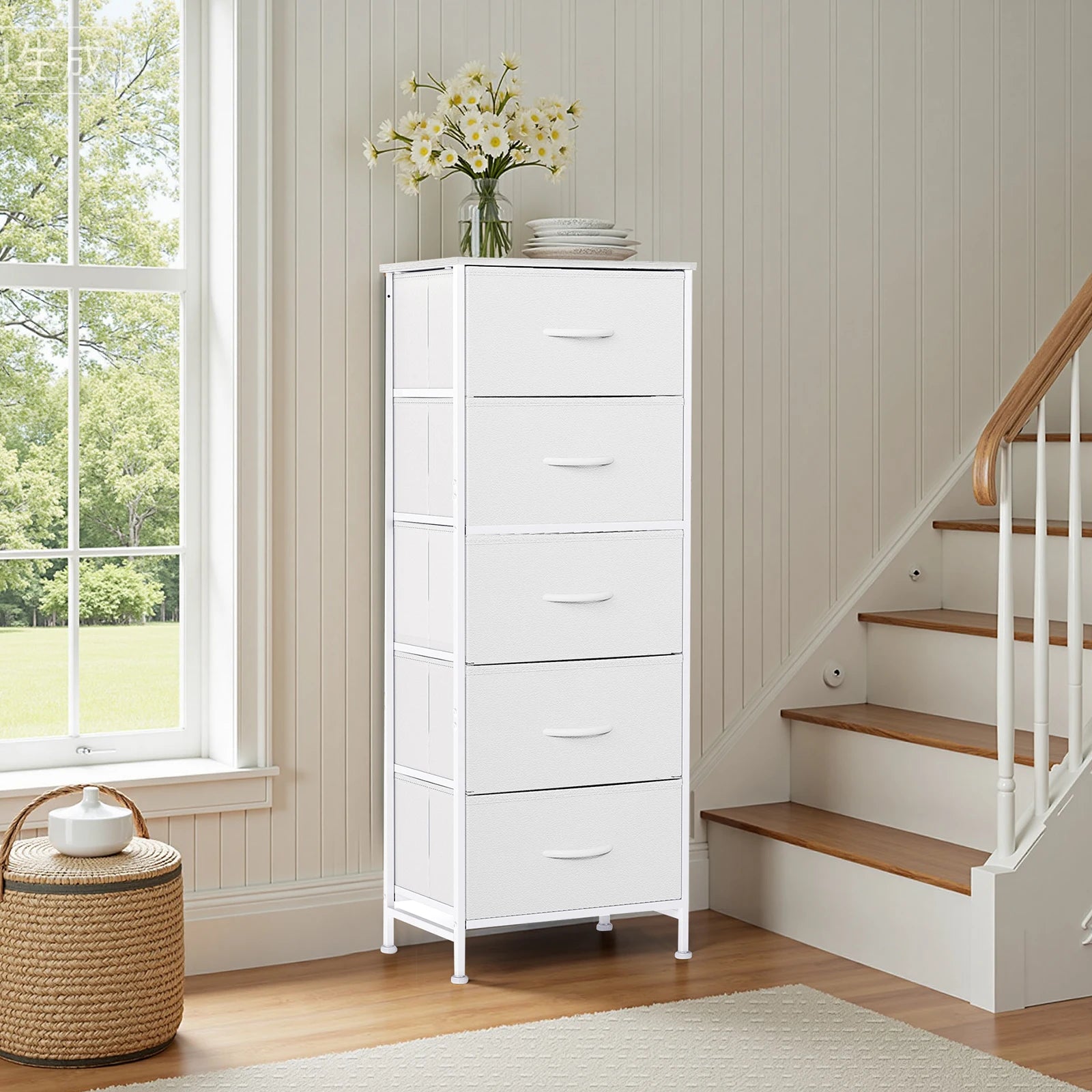 Dresser With 5 Fabric Drawers Nightstand