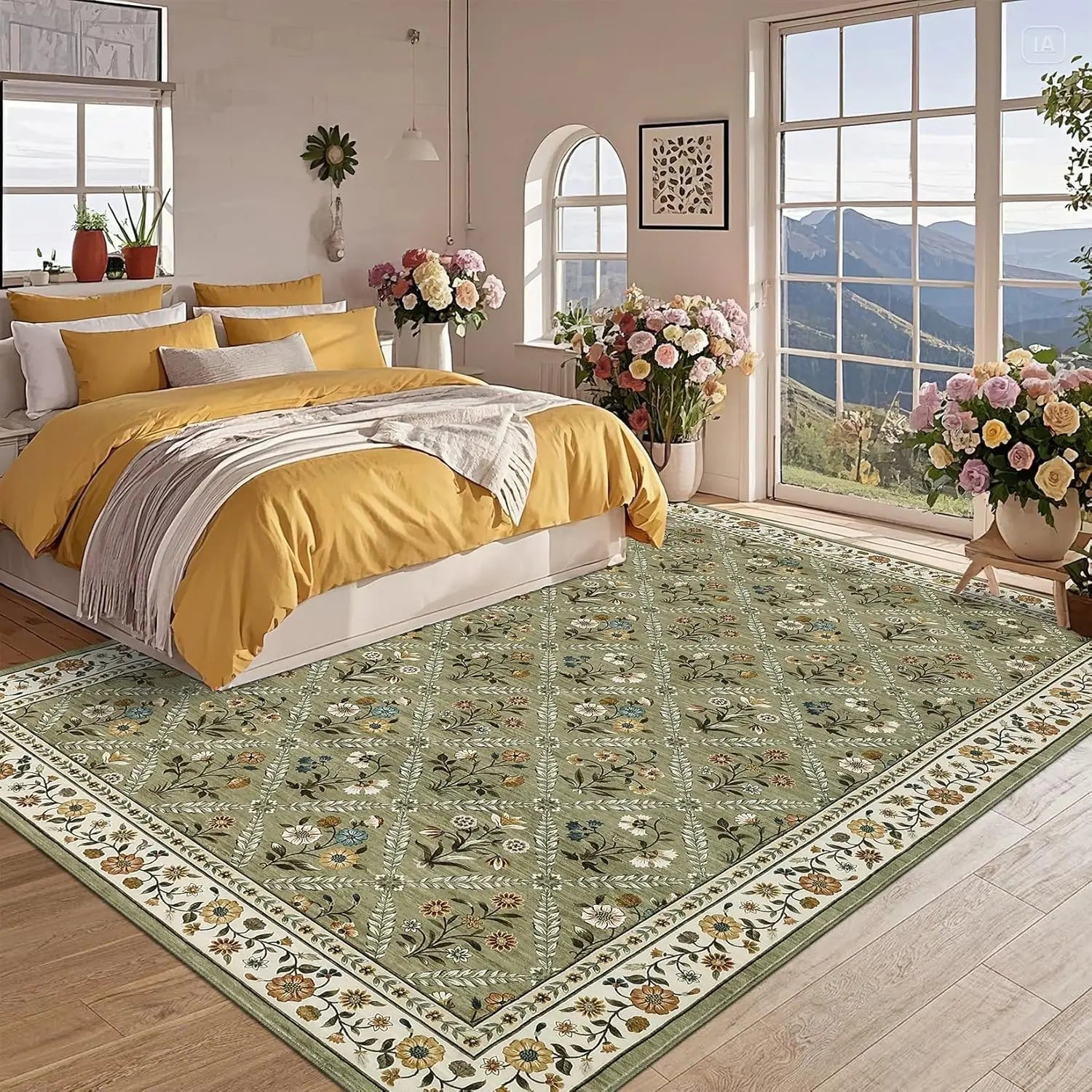 Washable Area Rugs Soft Low-Pile Non-Slip