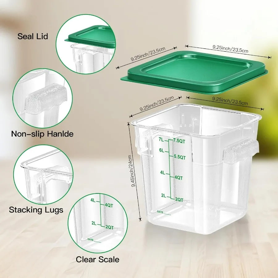 4 pcs 8qt Food Storage Containers With Lids