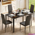 5 Piece Glass Dining Table Set, And Chairs 4, Leather