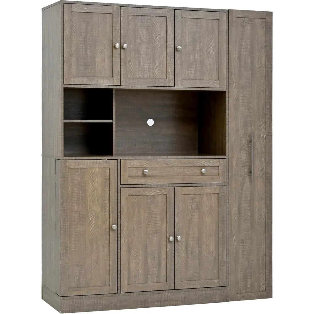 Buffet Hutch And Pull-Out Side Cabinets