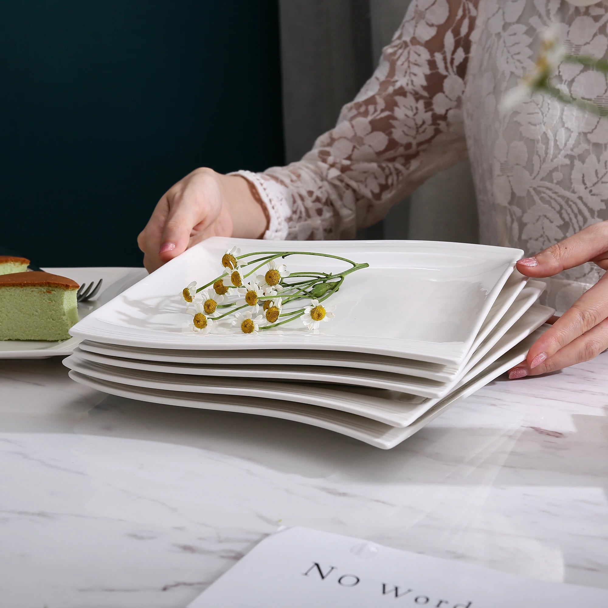 6/12 Piece 10.25"  Cream White Dinner Plates