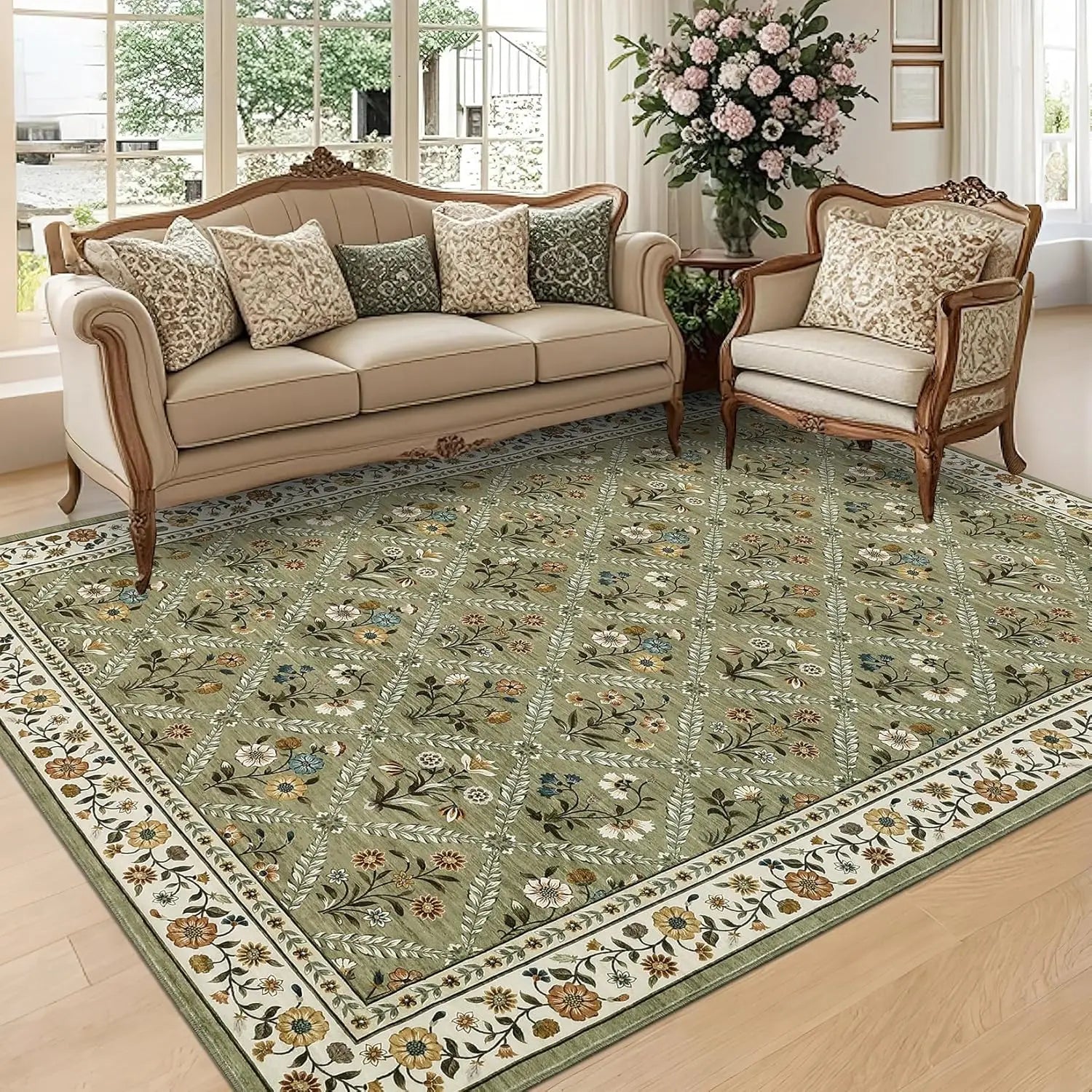 Washable Area Rugs Soft Low-Pile Non-Slip