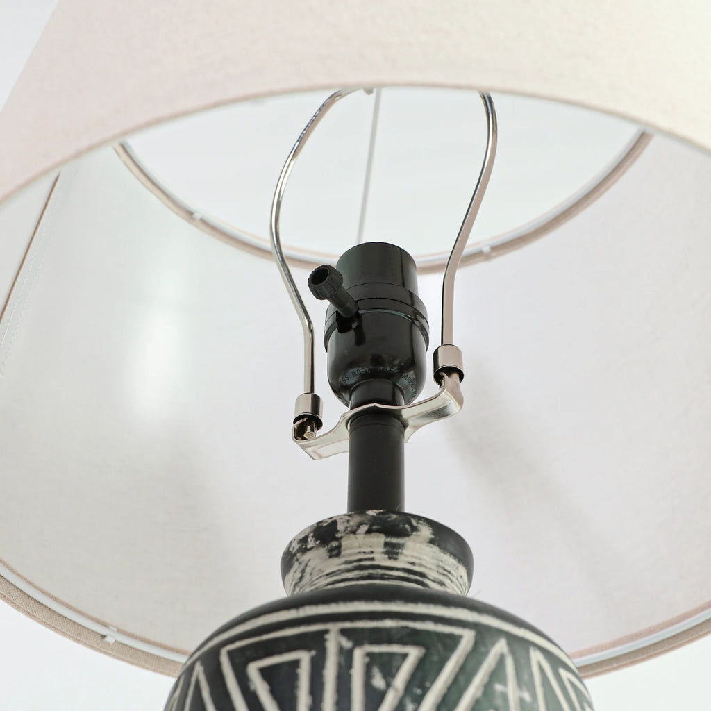 2 Pack 25-Inch Carved Geometric Ceramic Lamps