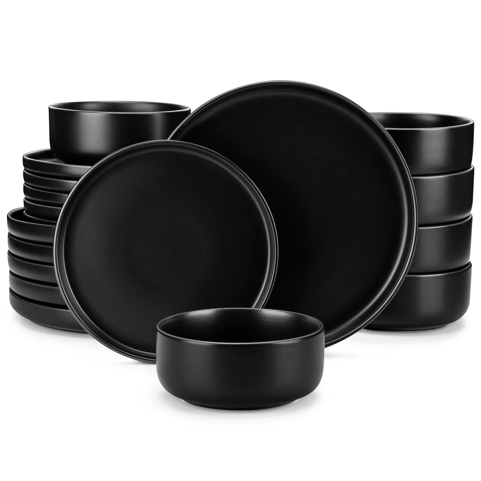18/36 Piece Black Ceramic Stoneware Set