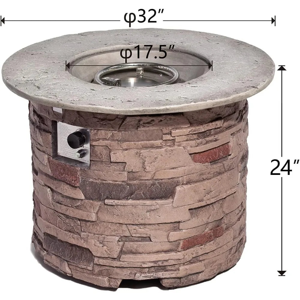 Propane Concrete Fire Pit Table 32-inch Round