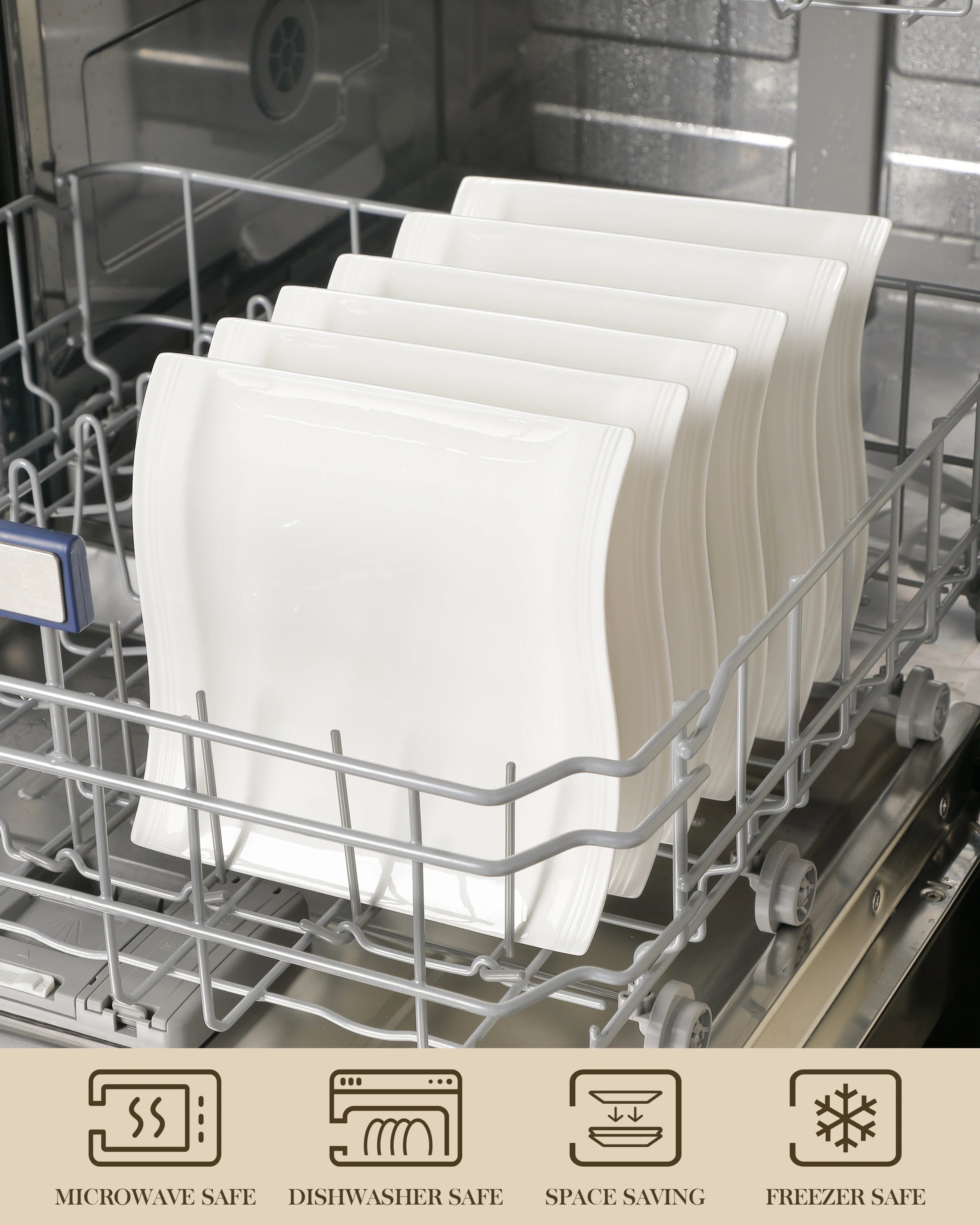 6/12 Piece 10.25"  Cream White Dinner Plates