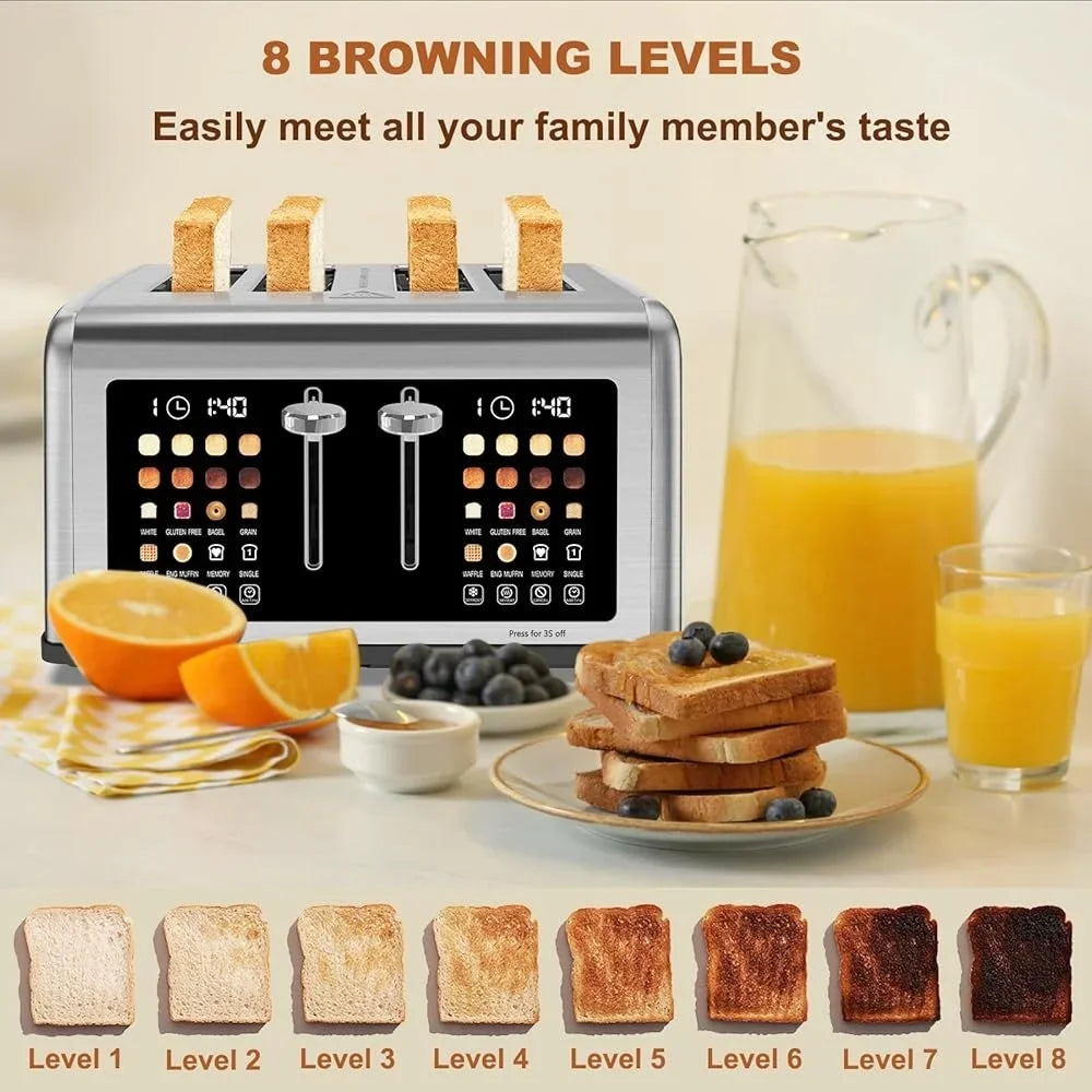 Stainless Steel 4 Slice Toaster Touch Screen