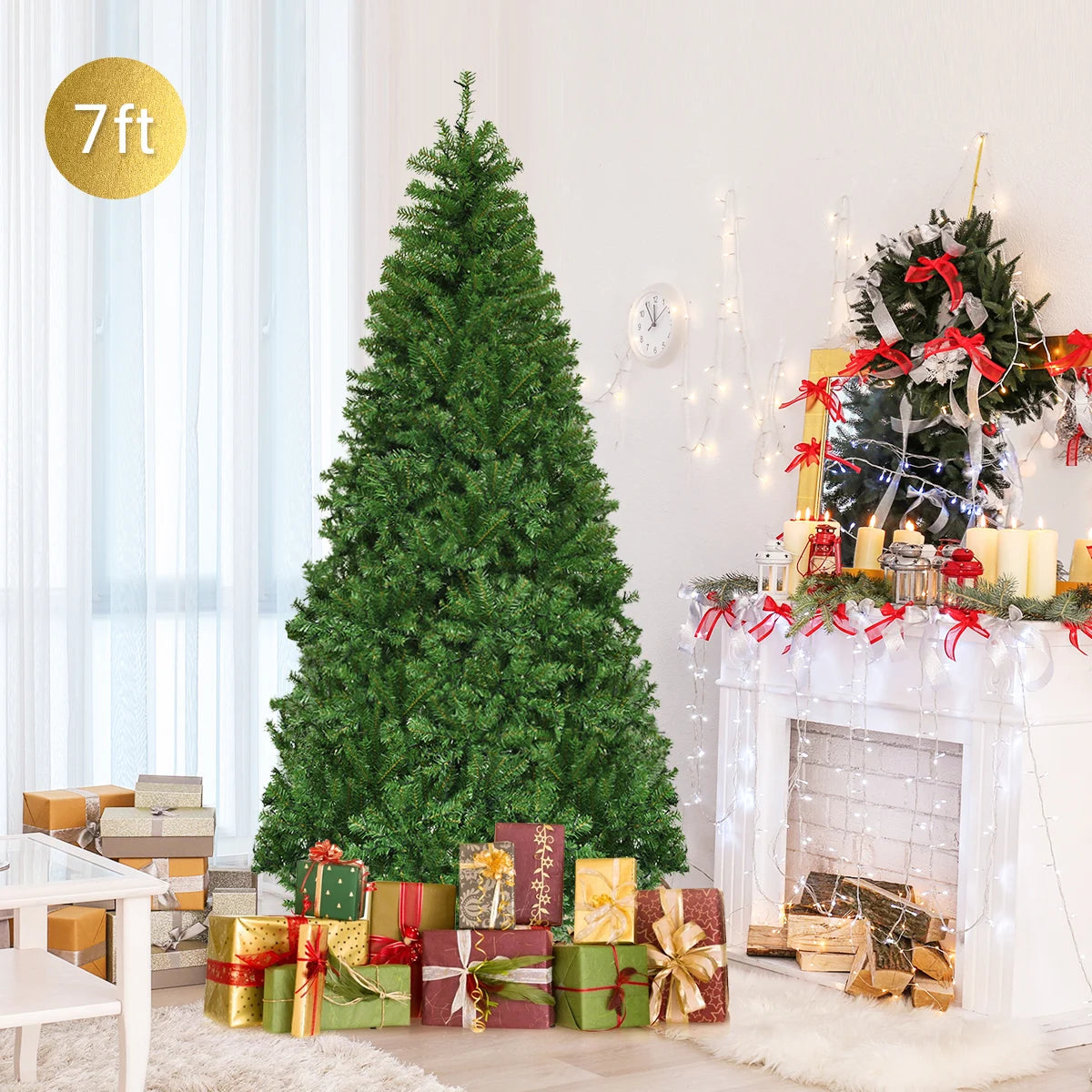 7Ft Pre-Lit Artificial Christmas Tree  500 LED Lights