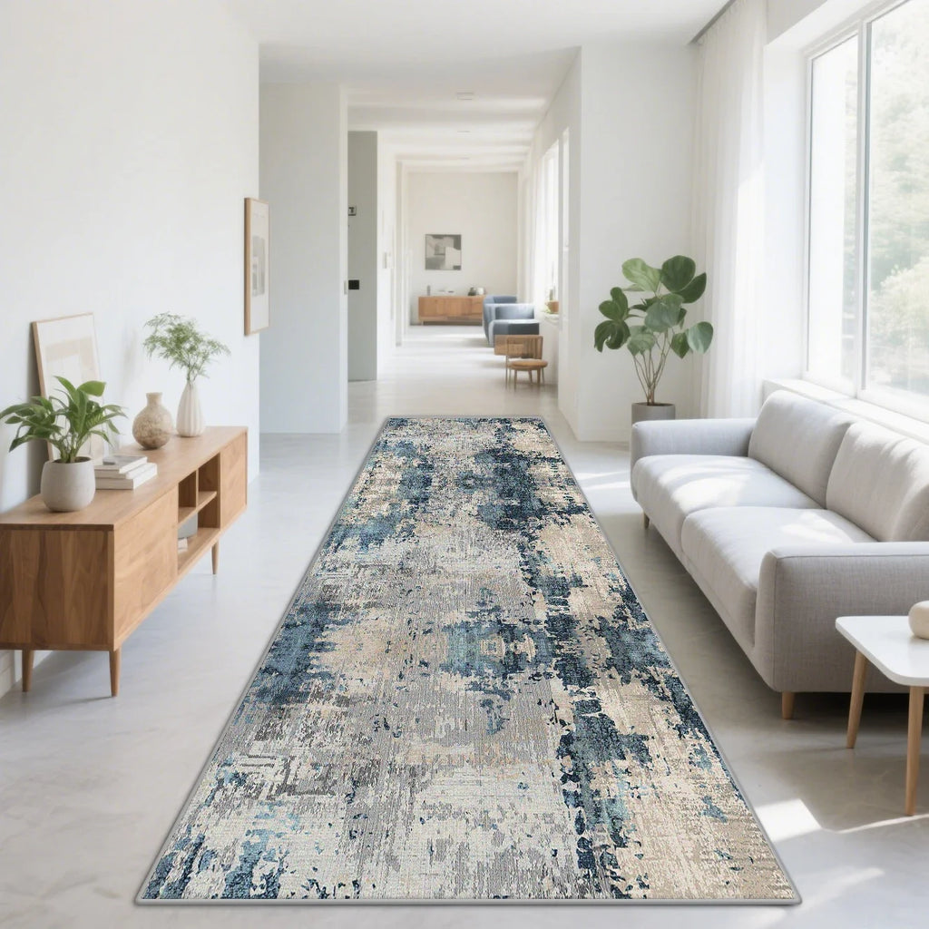 VIKAMA Nordic Abstract Style Carpet Anti-Slip Corridor Passageway Long Strip Mat Living Room Floor Mat Home Decoration