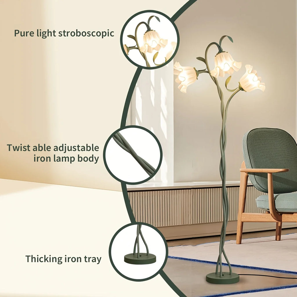 Modern Art Flower Floor Lamp, Flexible Arm