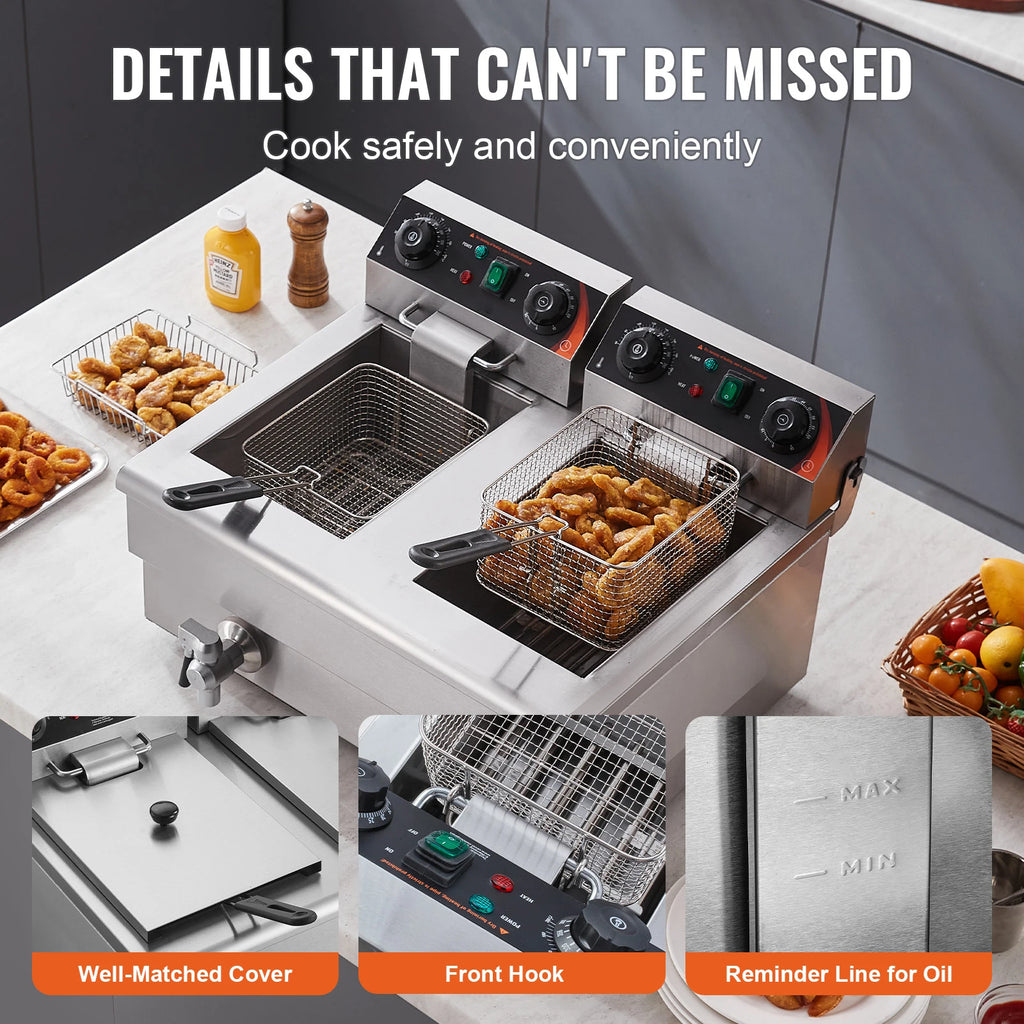 12L Electric Deep Fryer Commercial Countertop  Fryer