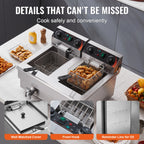 12L Electric Deep Fryer Commercial Countertop  Fryer