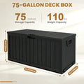 75 Gallon Deck Box with Lockable Lid & Heavy-Duty Hinged Door