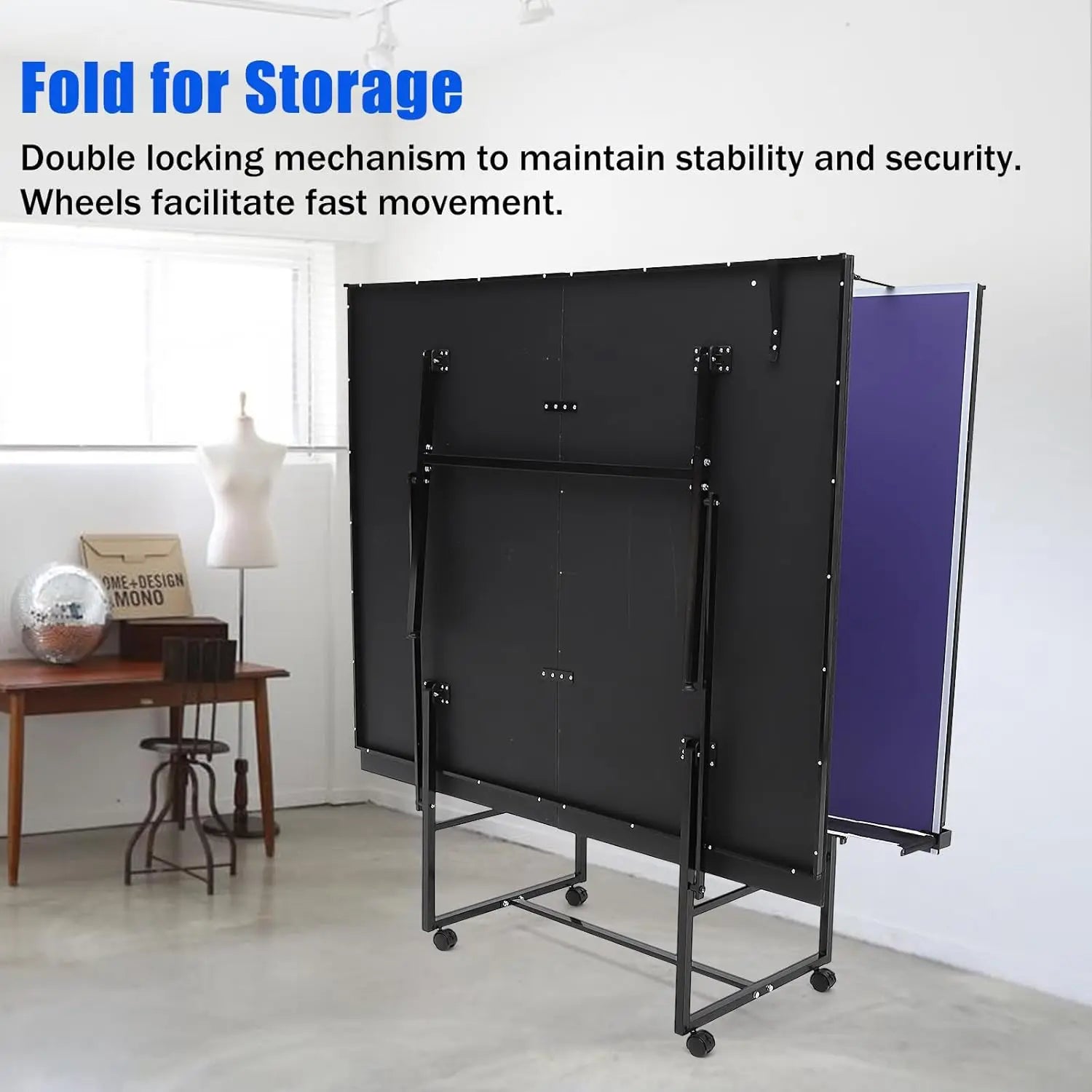 Tennis 9 ft portable Ping Pong Table  2 Tennis Paddles, 3 Balls