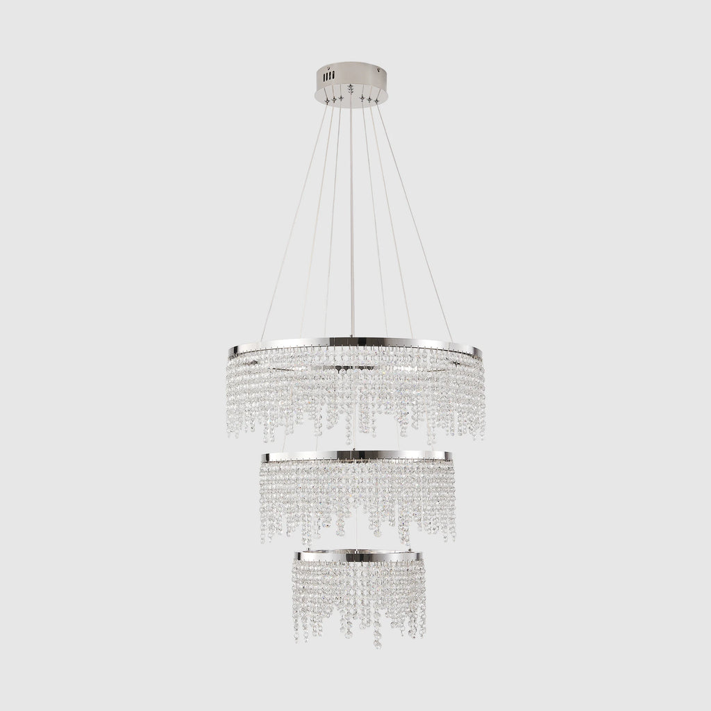 23.6-inch Crystal Chandelier, Dimmable Led Ceiling Lamp