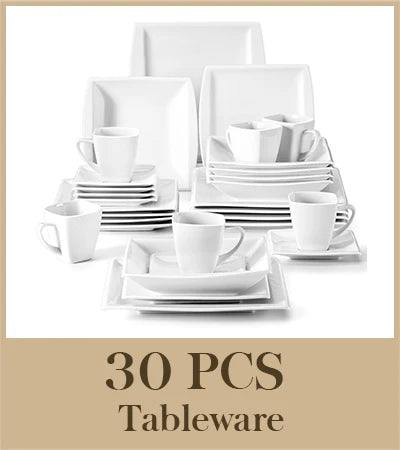 MALACASA 30/60PCS Marble Grey Porcelain Dinnerware Set