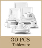 MALACASA 30/60PCS Marble Grey Porcelain Dinnerware Set