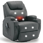 Recliner With Massage and Heat, 360° Swivel Remote