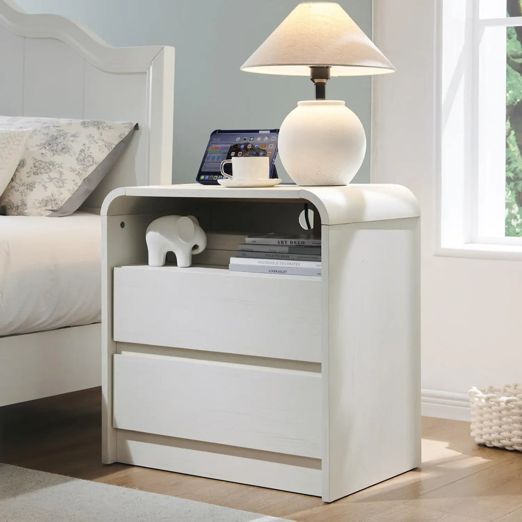 25" Nightstand with Charging Station, 23.6 "Wide