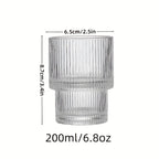 6pcs, 6.8oz Stackable Ribbed Glass Cups