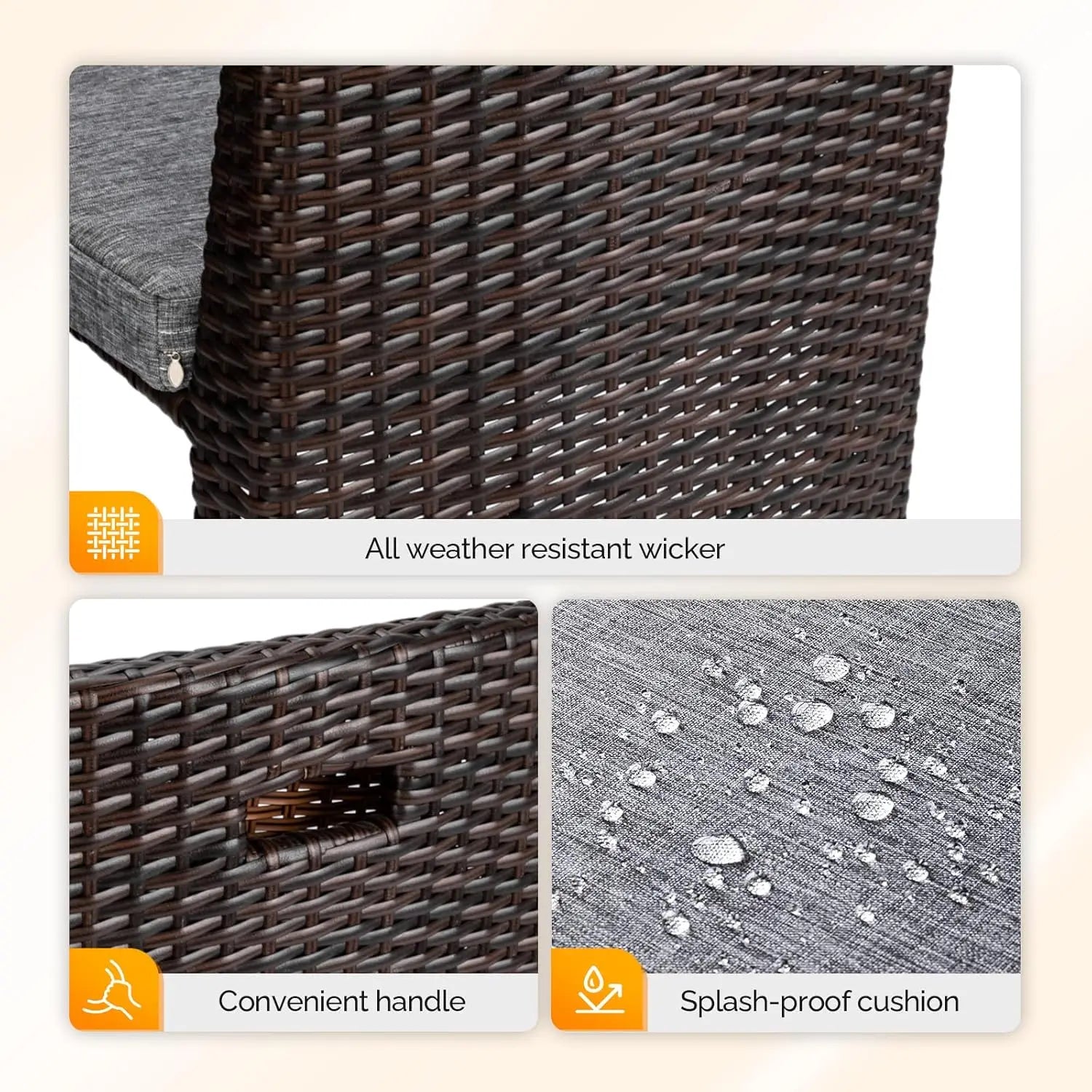 3 PCS Wicker Outdoor Patio Bistro Set