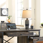 2 Pack 25-Inch Carved Geometric Ceramic Lamps