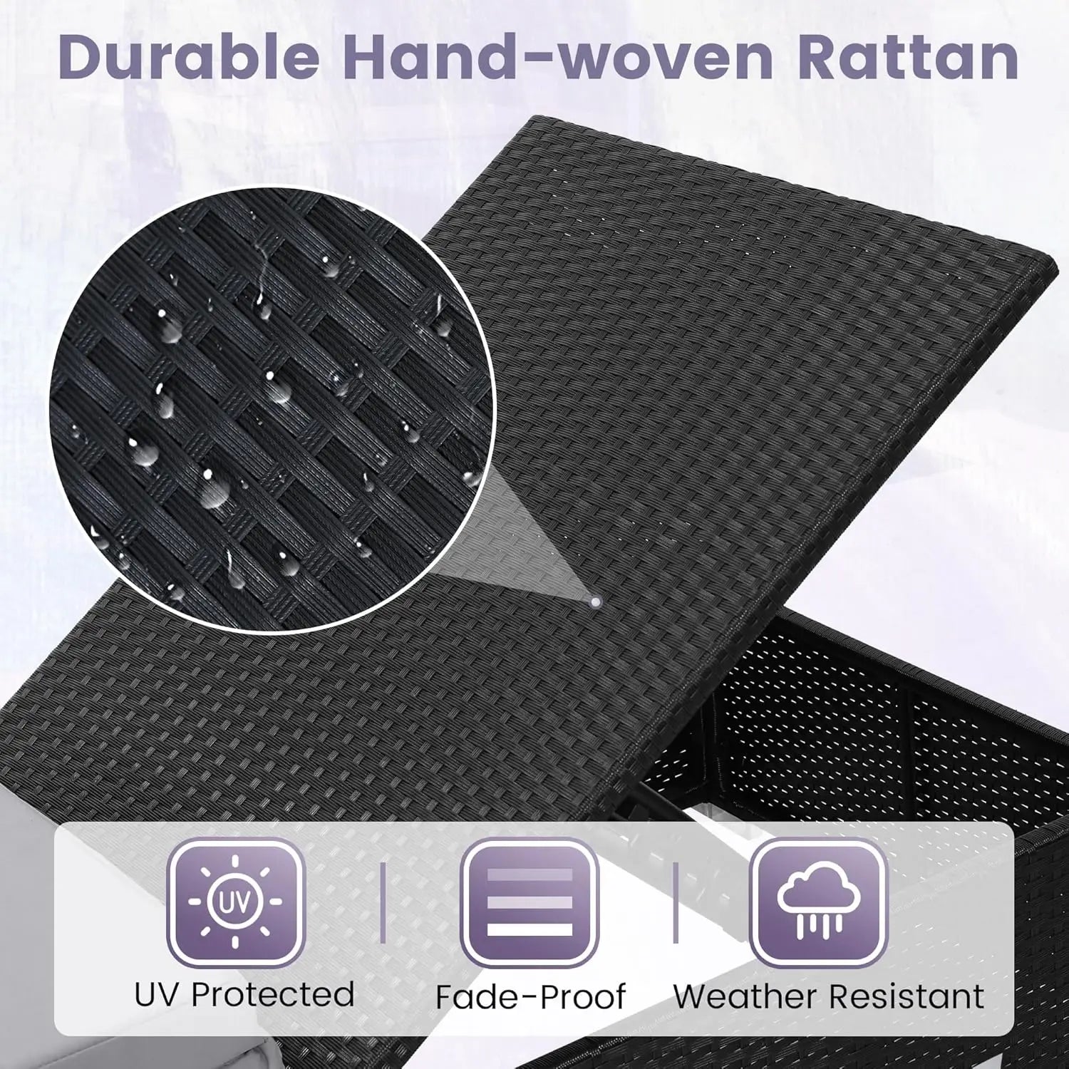 2 Wicker Chaise Lounge Chairs With Matching Side Table