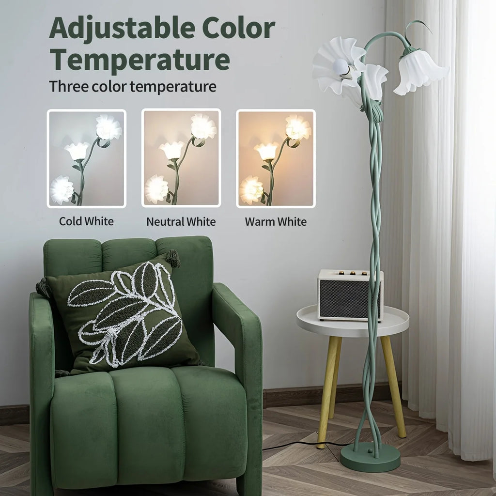 Modern Art Flower Floor Lamp, Flexible Arm