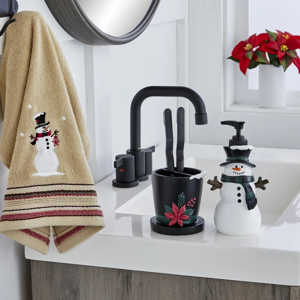 Rustic Plaid Snowman Hand Towel Set 2 Piece