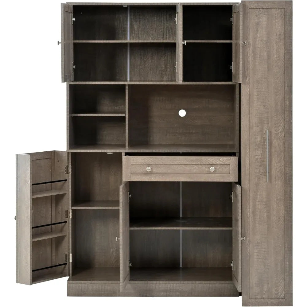 Buffet Hutch And Pull-Out Side Cabinets