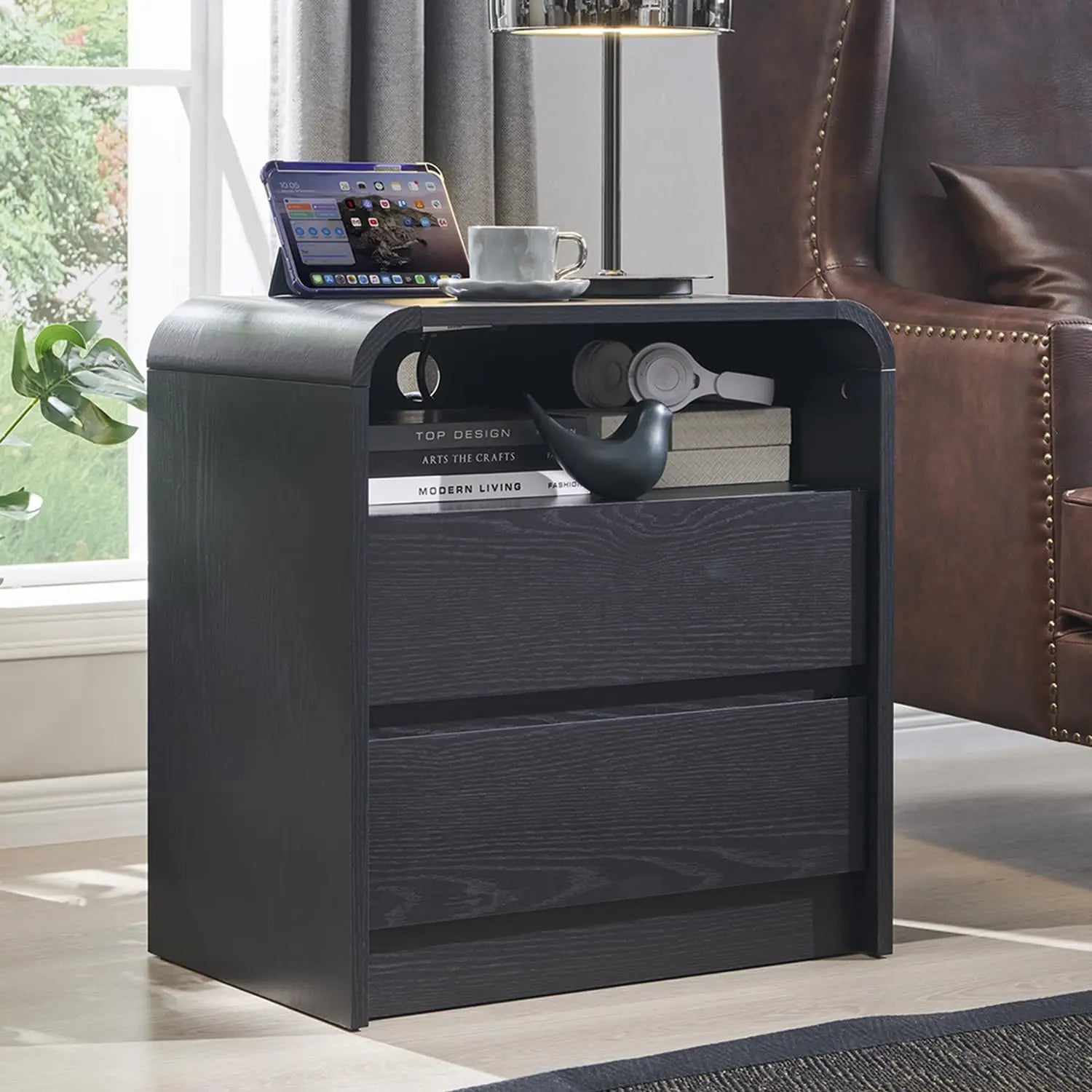 25" Nightstand with Charging Station, 23.6 "Wide