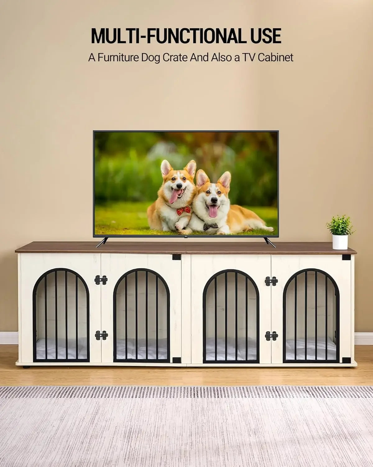 Dog Crate 71" Divider, Pads, Side Table, TV Cabinet