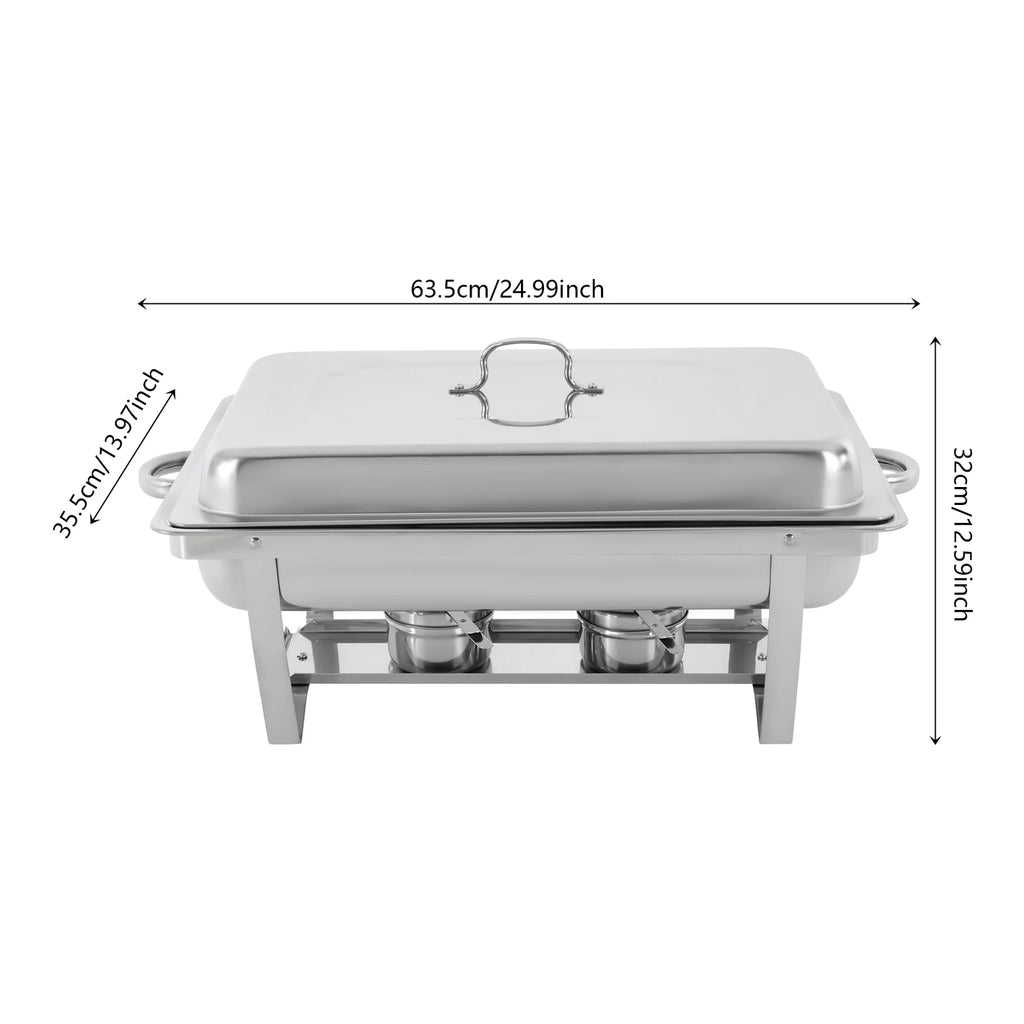Chafing Dish Buffet Set 3 Grid Stainless Steel Rectangular