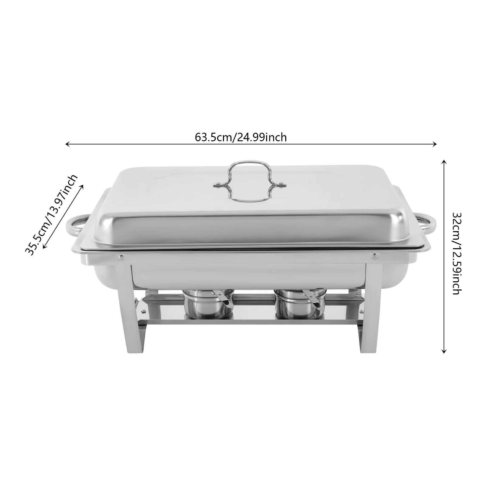 Chafing Dish Buffet Set 3 Grid Stainless Steel Rectangular