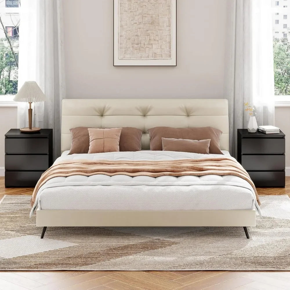 2 Black Nightstand With 3 Drawers