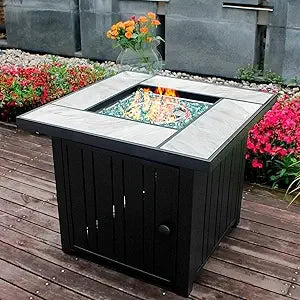 30" Propane Ceramic Tabletop, 50000 BTU Gas Firepit