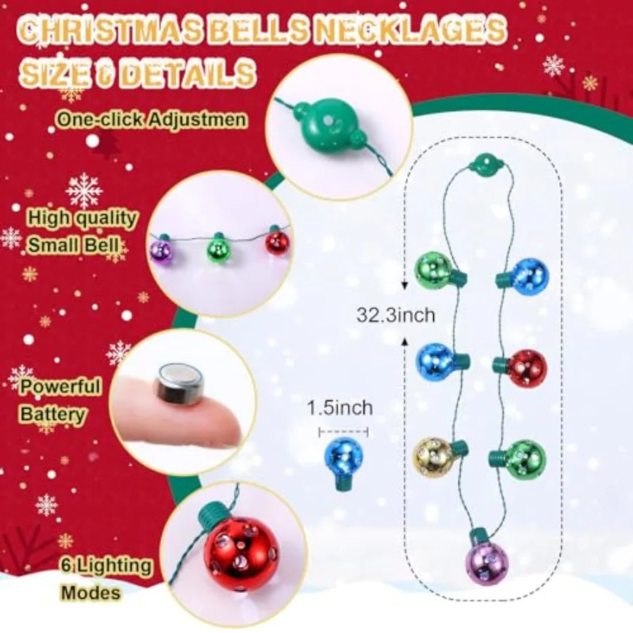 2 Pcs Light Up Christmas Hat Necklace Set With LED