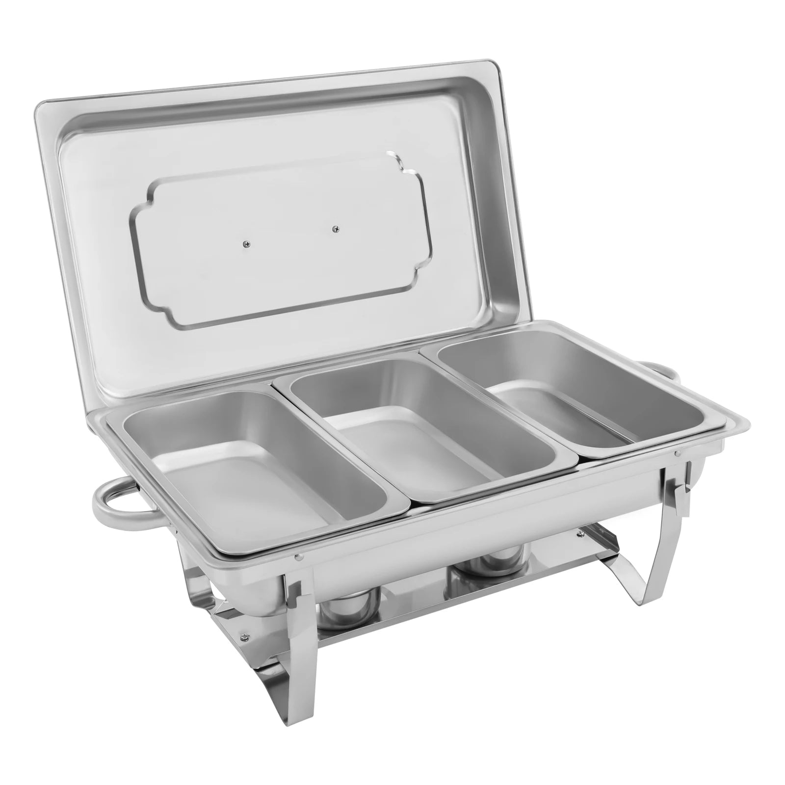 Chafing Dish Buffet Set 3 Grid Stainless Steel Rectangular