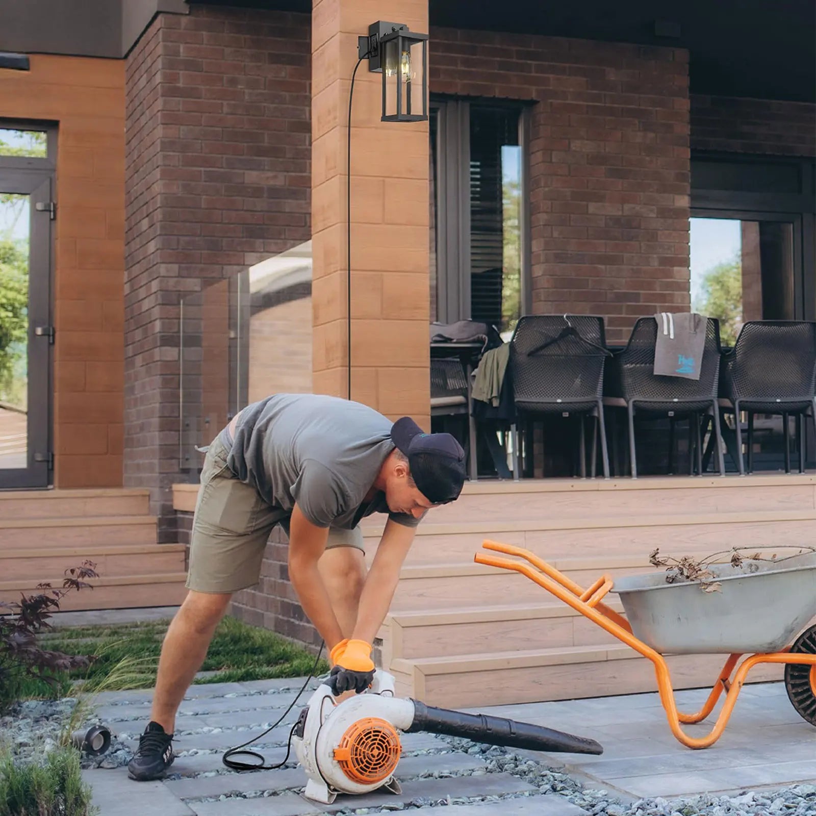 Porch Light With GFCI Outlet Dusk To Dawn Outdoor
