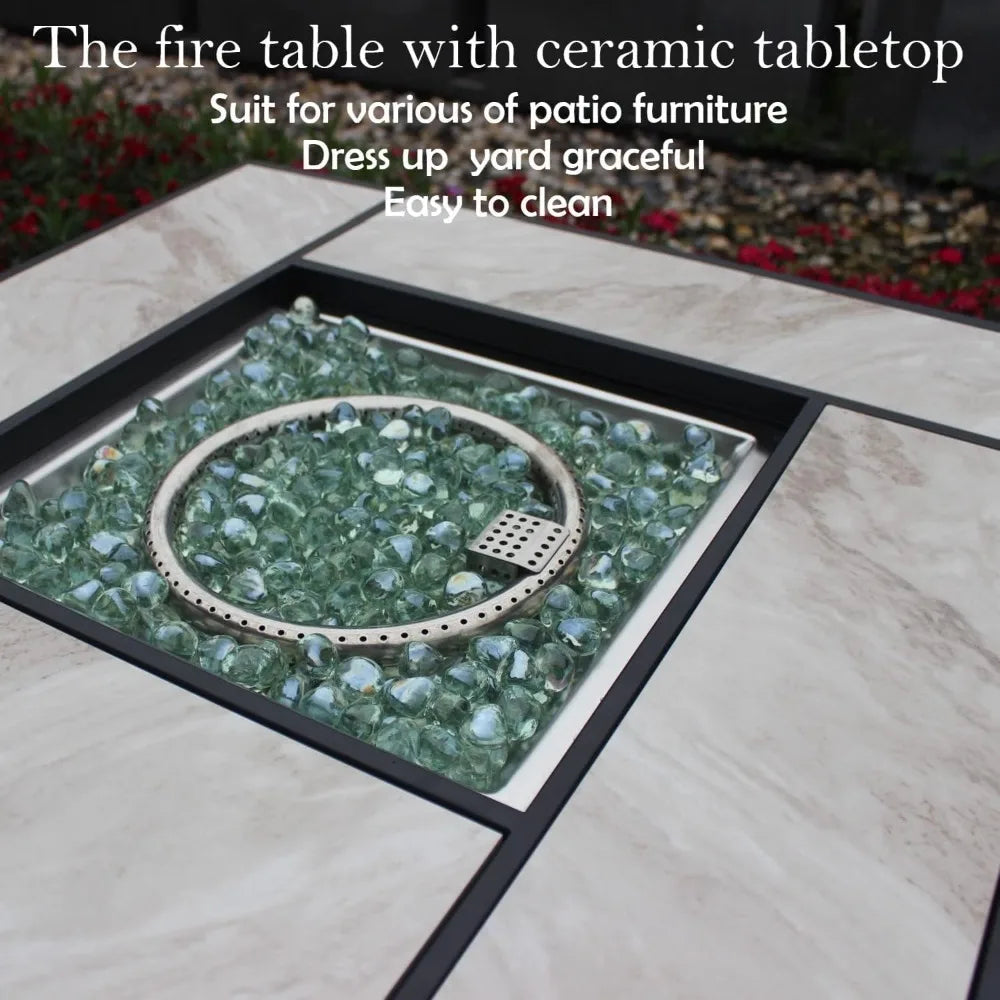 30" Propane Ceramic Tabletop, 50000 BTU Gas Firepit