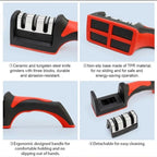 3-Stage Knife Sharpener Set - Diamond & Ceramic Rods Non-Slip Base (B