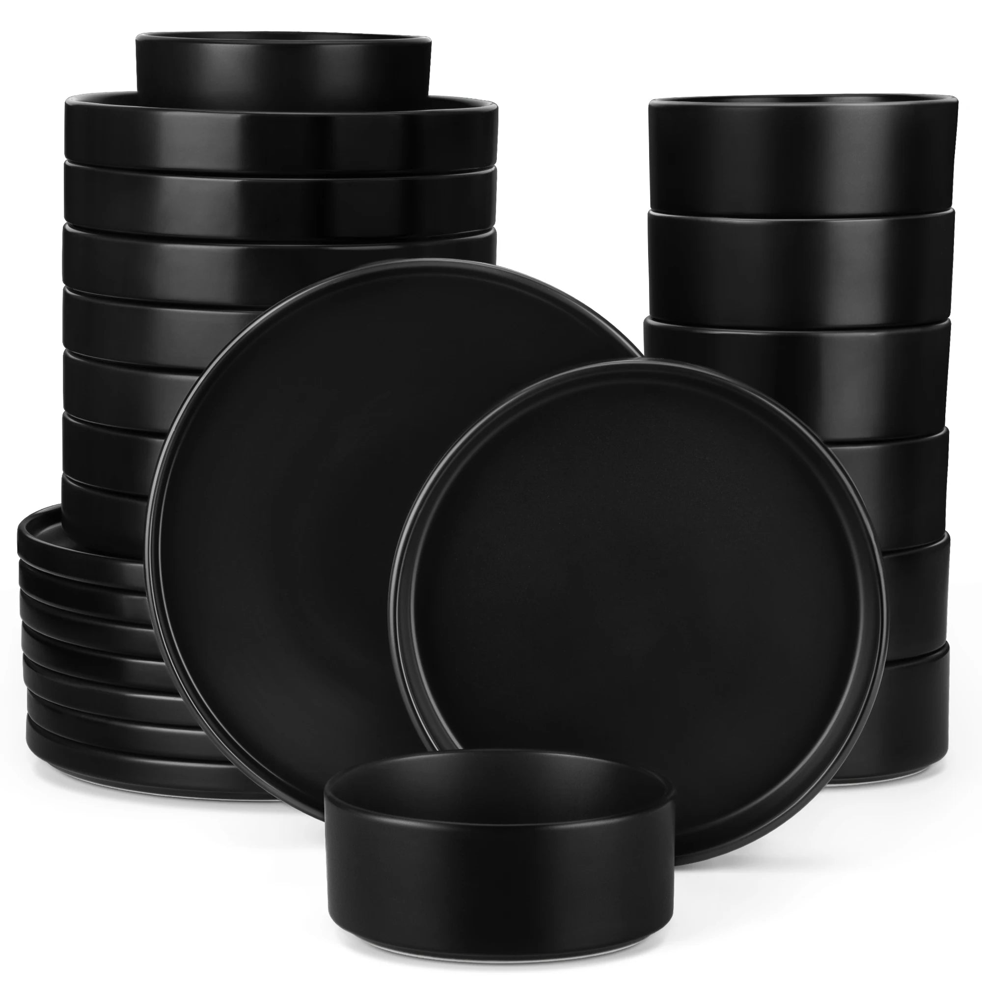 18/36 Piece Black Ceramic Stoneware Set