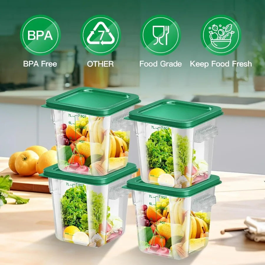 4 pcs 8qt Food Storage Containers With Lids