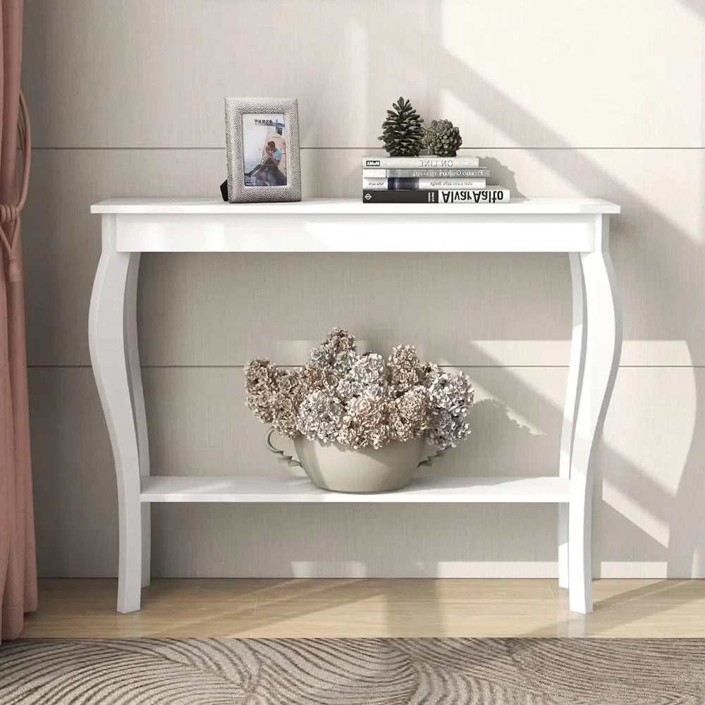 Narrow Console Table, Sofa Table, Entryway Table, White