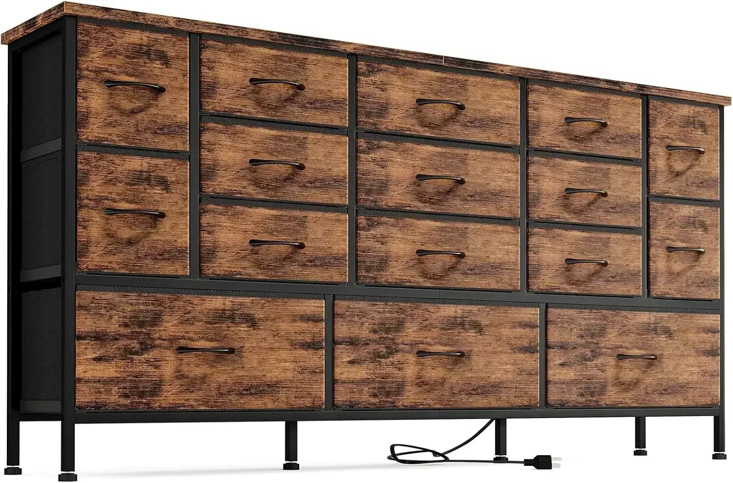 70''TV Stand With Power Outlets, 16 Large Drawers